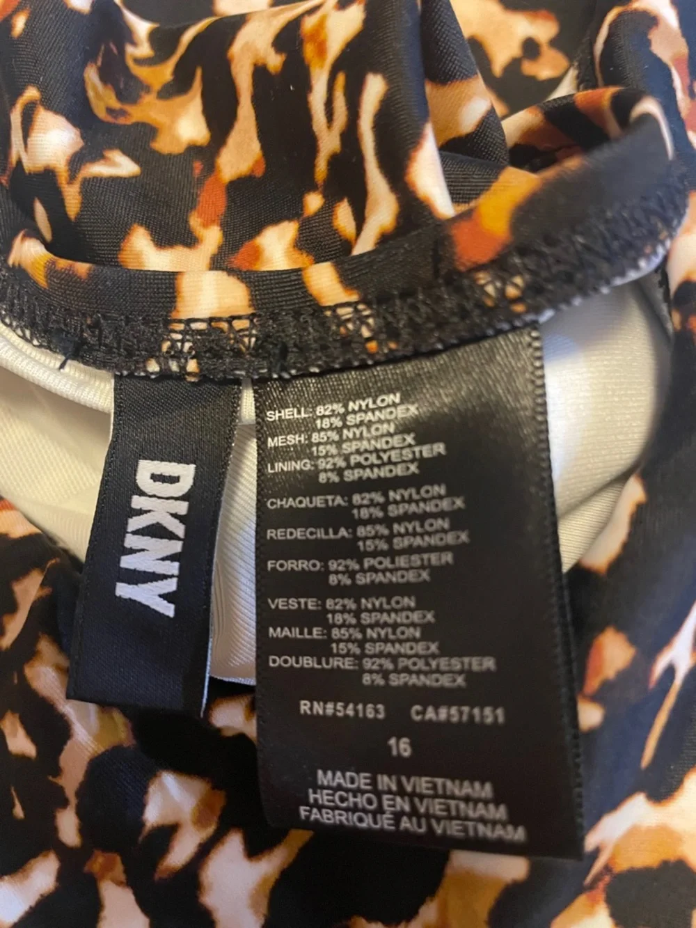 DKNY ONE-PIECE SWIMSUIT SIZE 16 ANIMAL PRINT, RUFFLE STRAPS UPF 50+ - Picture 7 of 10
